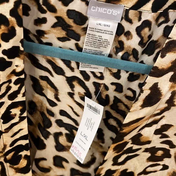 NWT chicos leopard print poncho / throw over with tassel closure - Picture 3 of 4